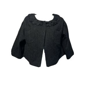 Robert Rodriguez Women’s Size 6 Black Spotted Wool Silk Cape Coat